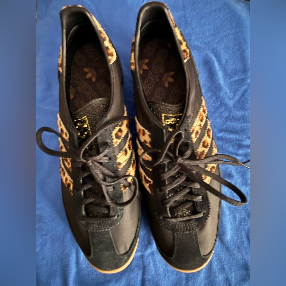 Adidas Black and Leopard Print Sneakers